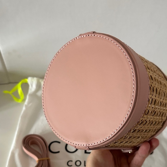 NWOT Colores Collective Natural Cane Wicker Bucket Bag - Picture 6 of 7